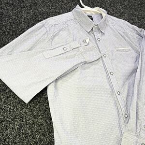 J.B. Holt Men's L Blue/White Striped L/S Point Collar Button-Up Stretch